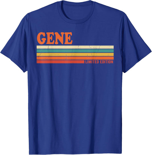 Gene Retro Personalized First Name Vintage Stripes T-Shirt - T-Shirt | Royal