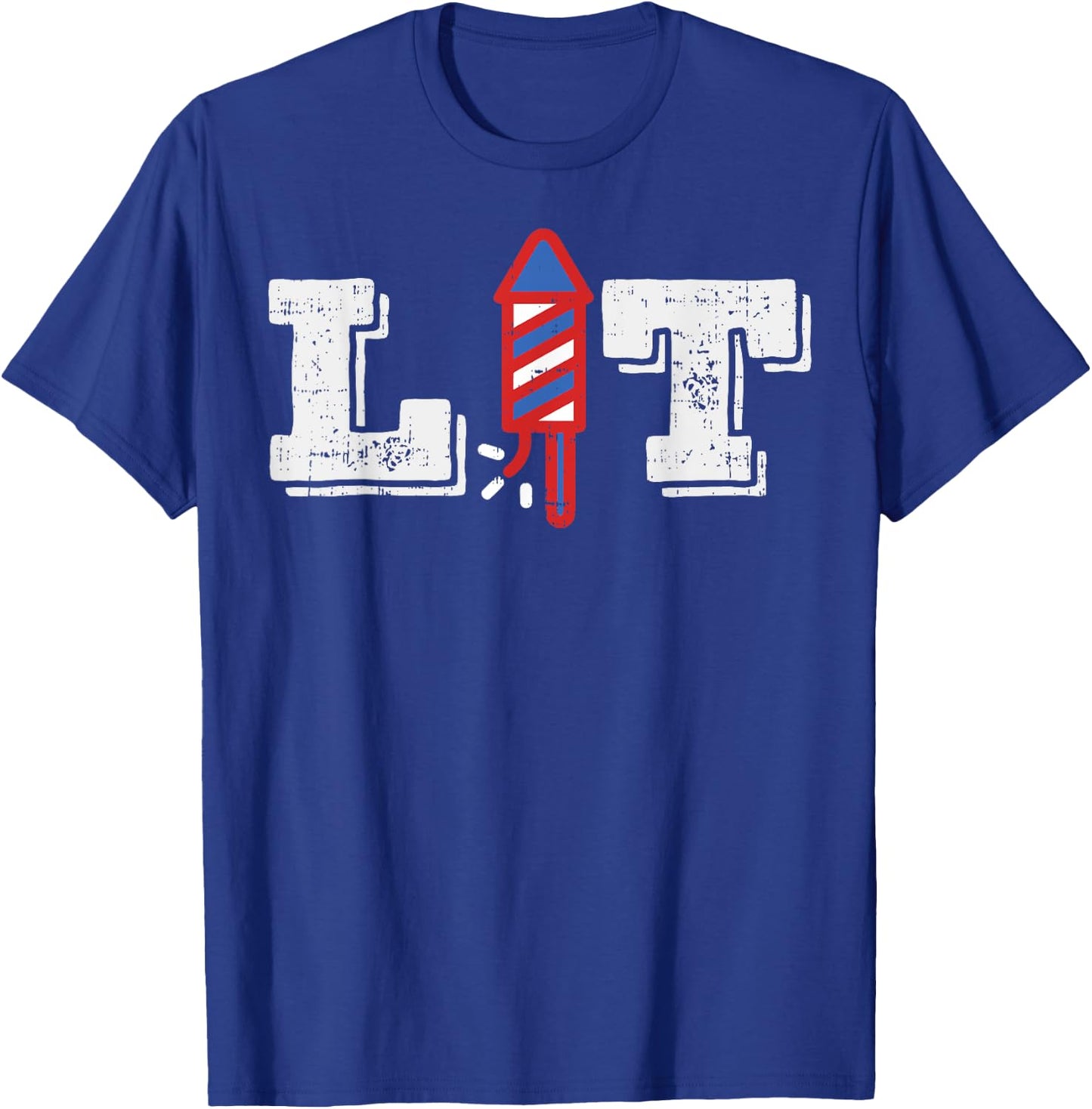 Lit Funny Fireworks 4th Of July Party US American Pride Gift T-Shirt - T-Shirt | Royal