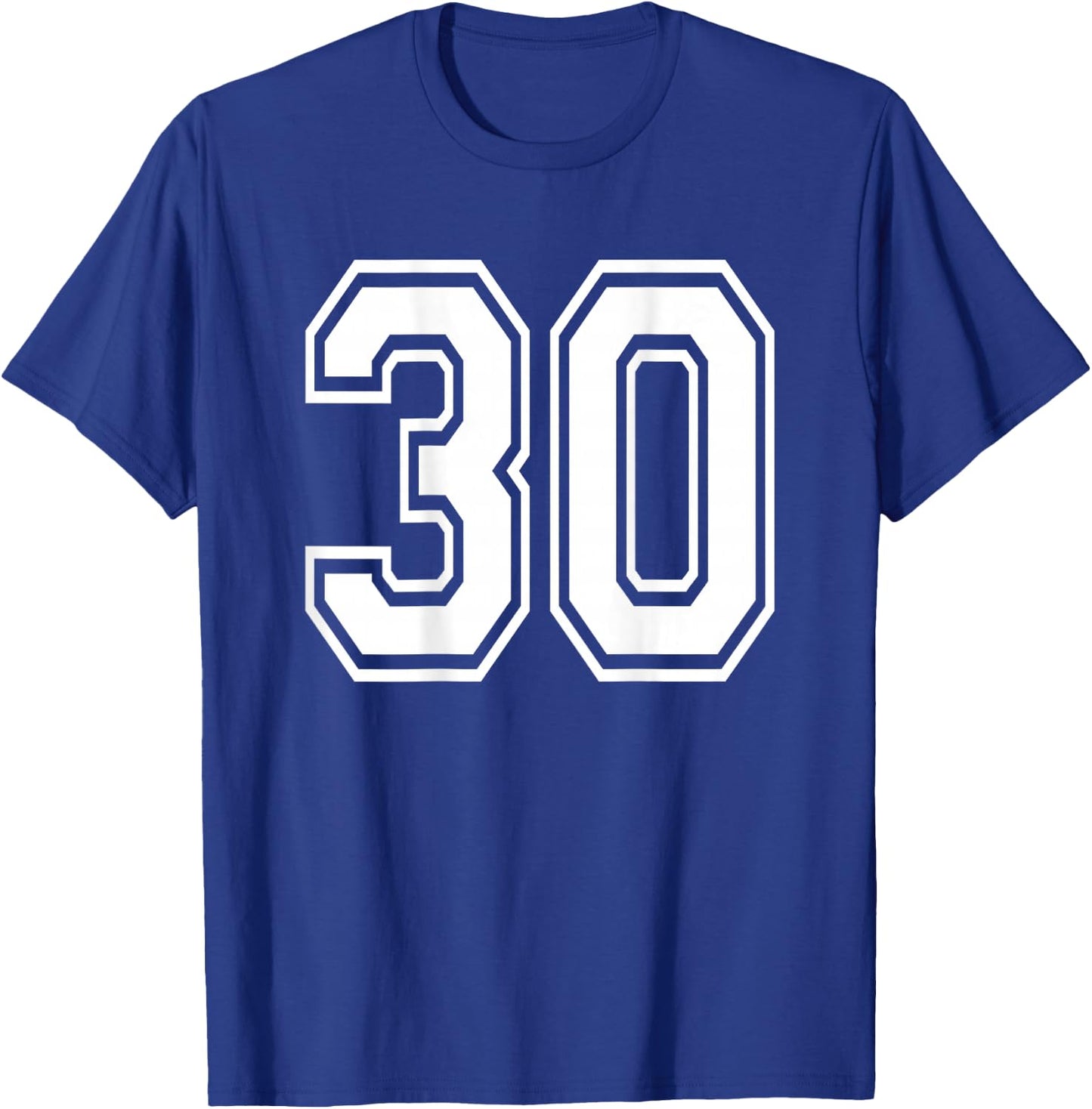 Number 30 Sports Player Number BACK Of Shirt Only T-Shirt - T-Shirt | Royal