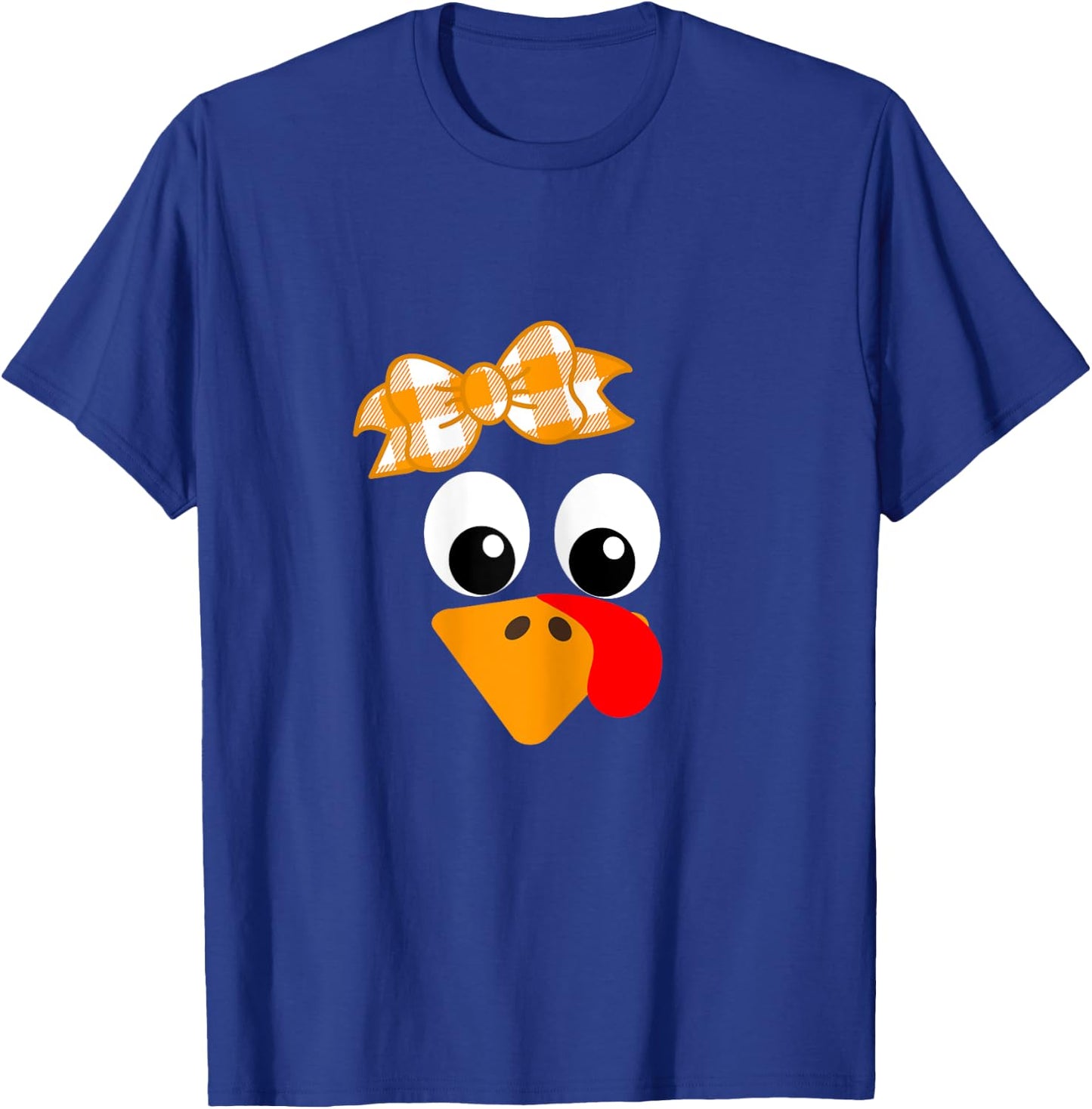 Turkey Face Orange Plaid Ribbon Funny Running Gift Trot T-Shirt - T-Shirt | Royal