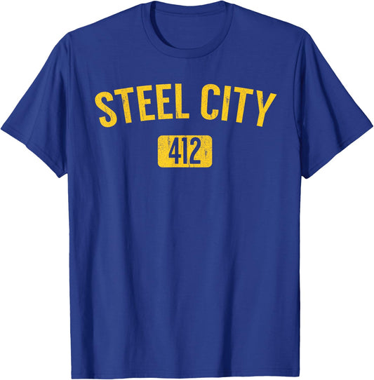 Pittsburgh Pennsylvania Steel City Black and Gold T Shirt T-Shirt - T-Shirt | Royal
