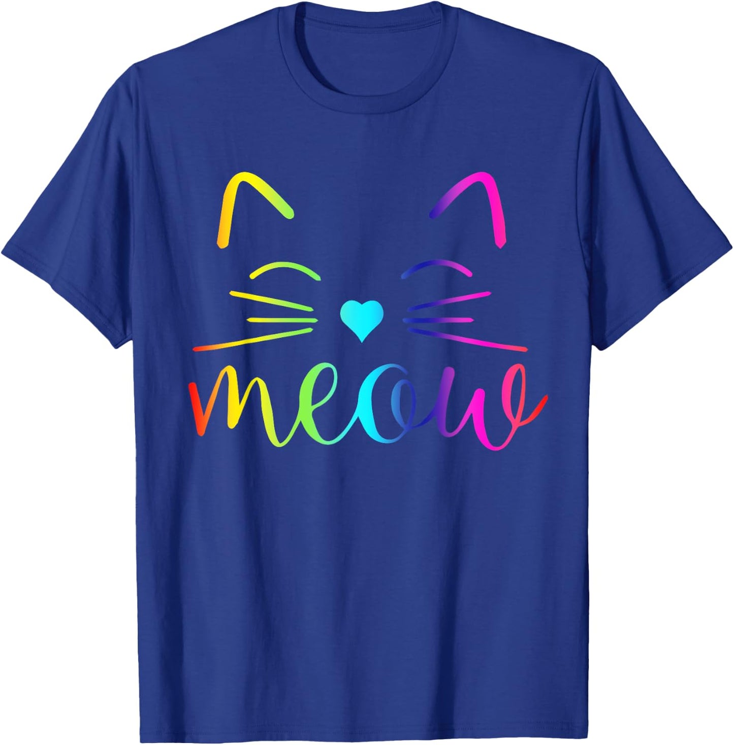 Meow Cute Cat Face Funny Quote for Cat fans Women Girls Kids T-Shirt - T-Shirt | Royal