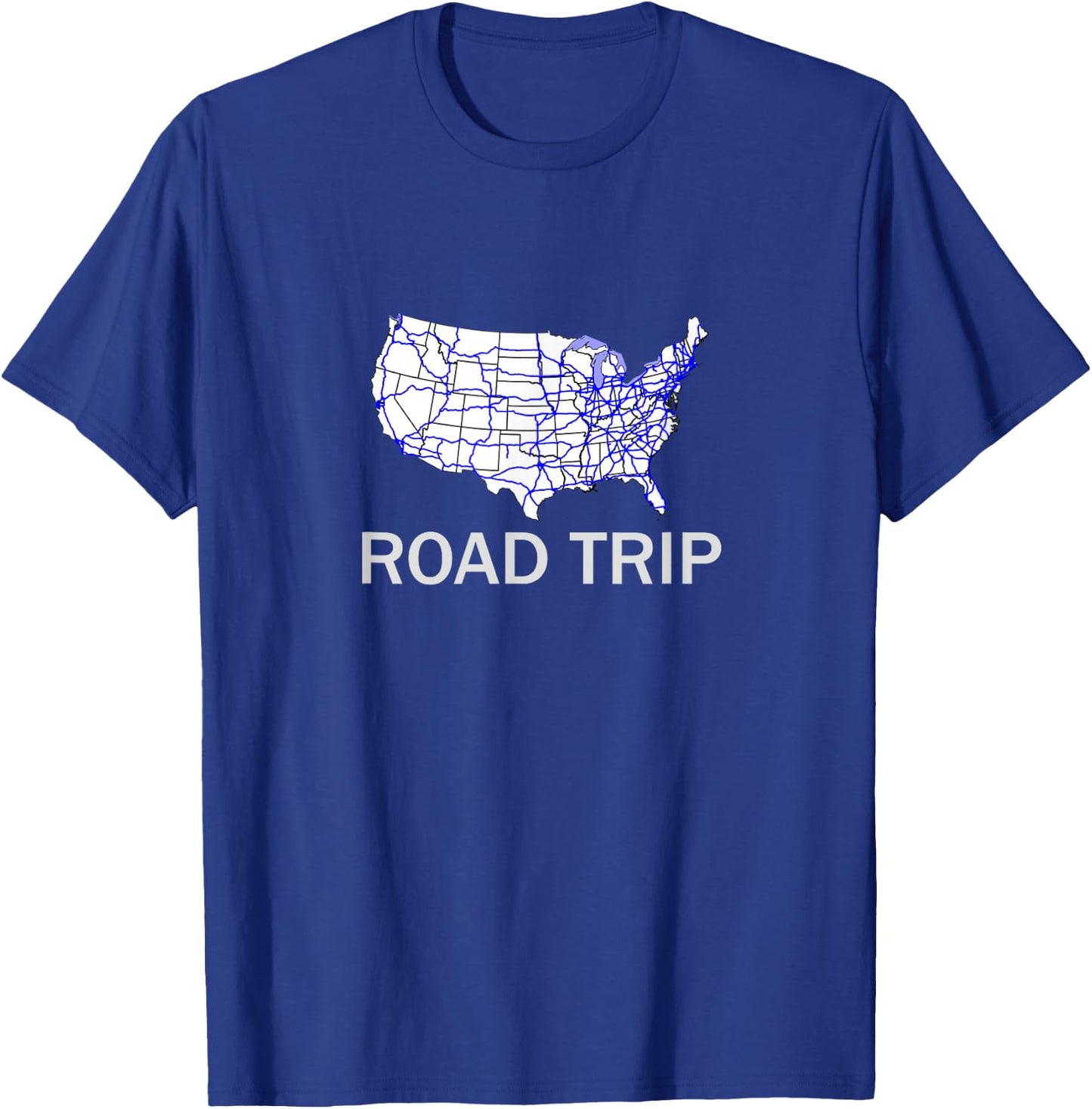Road Trip USA Highway Travel Map Vacation Shirt T-Shirt - T-Shirt | Royal