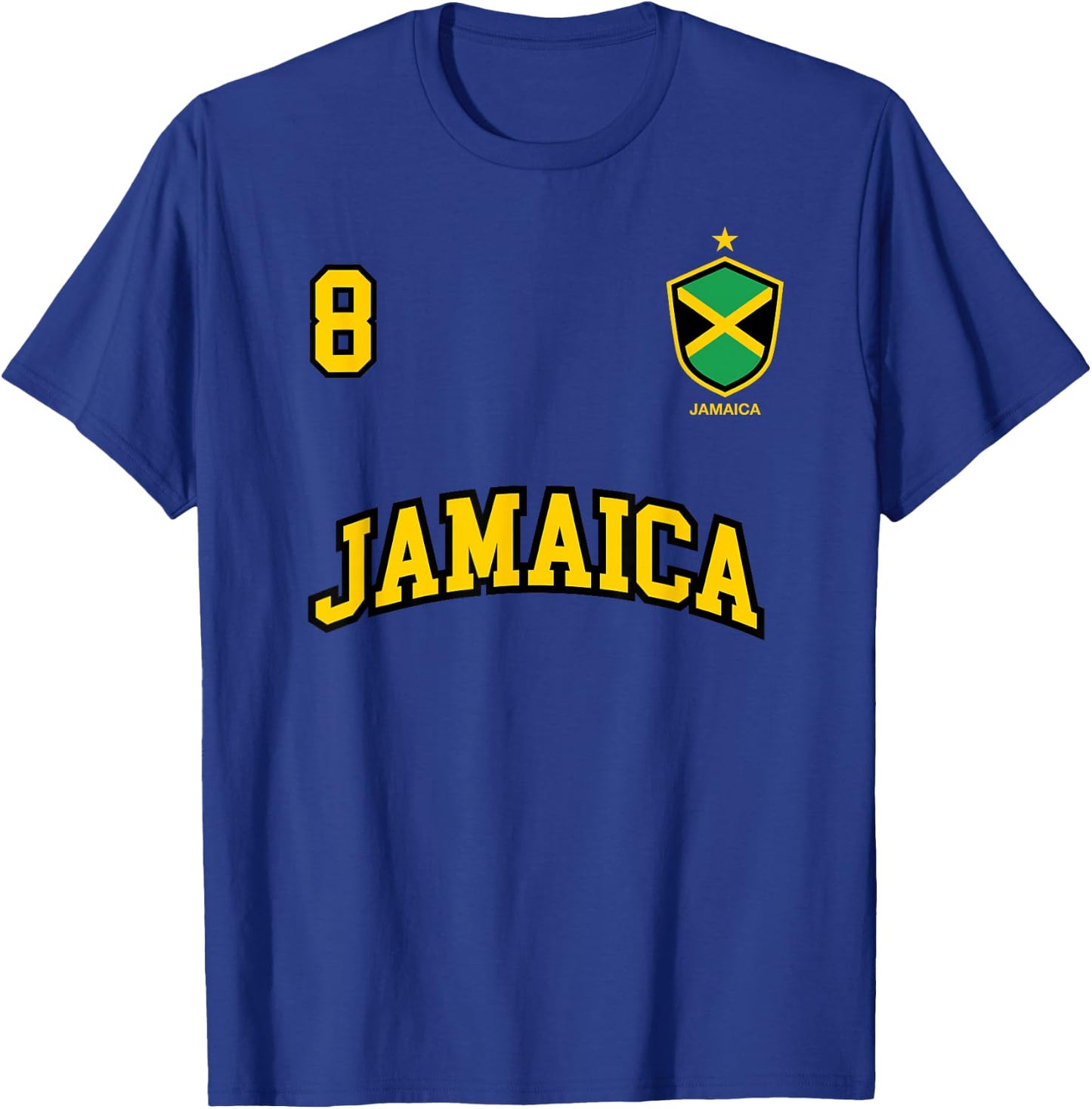Jamaica Shirt Number 8 Soccer Team Sports Jamaican Flag T-Shirt - T-Shirt | Royal