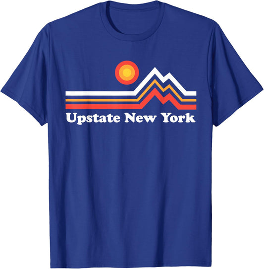 Upstate NY Upstate New York Mountains - Black, Small, -Adults, Short Sleeve, Classic Fit, Graphic Design, Cotton 65% Polyester 35% T-Shirt - T-Shirt | Royal