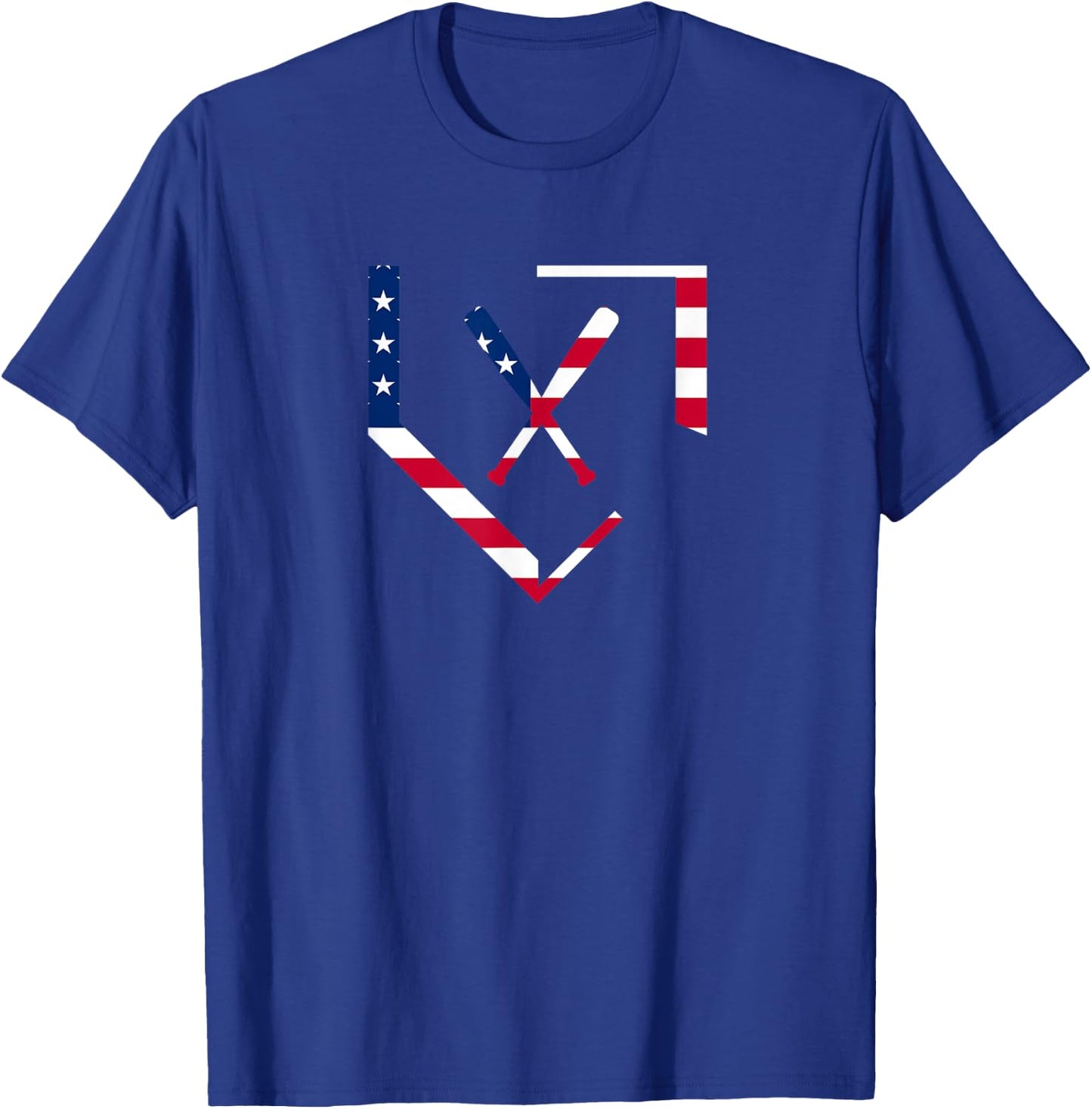Stars and Stripes Home Plate Baseball Bats American Flag USA T-Shirt - T-Shirt | Royal