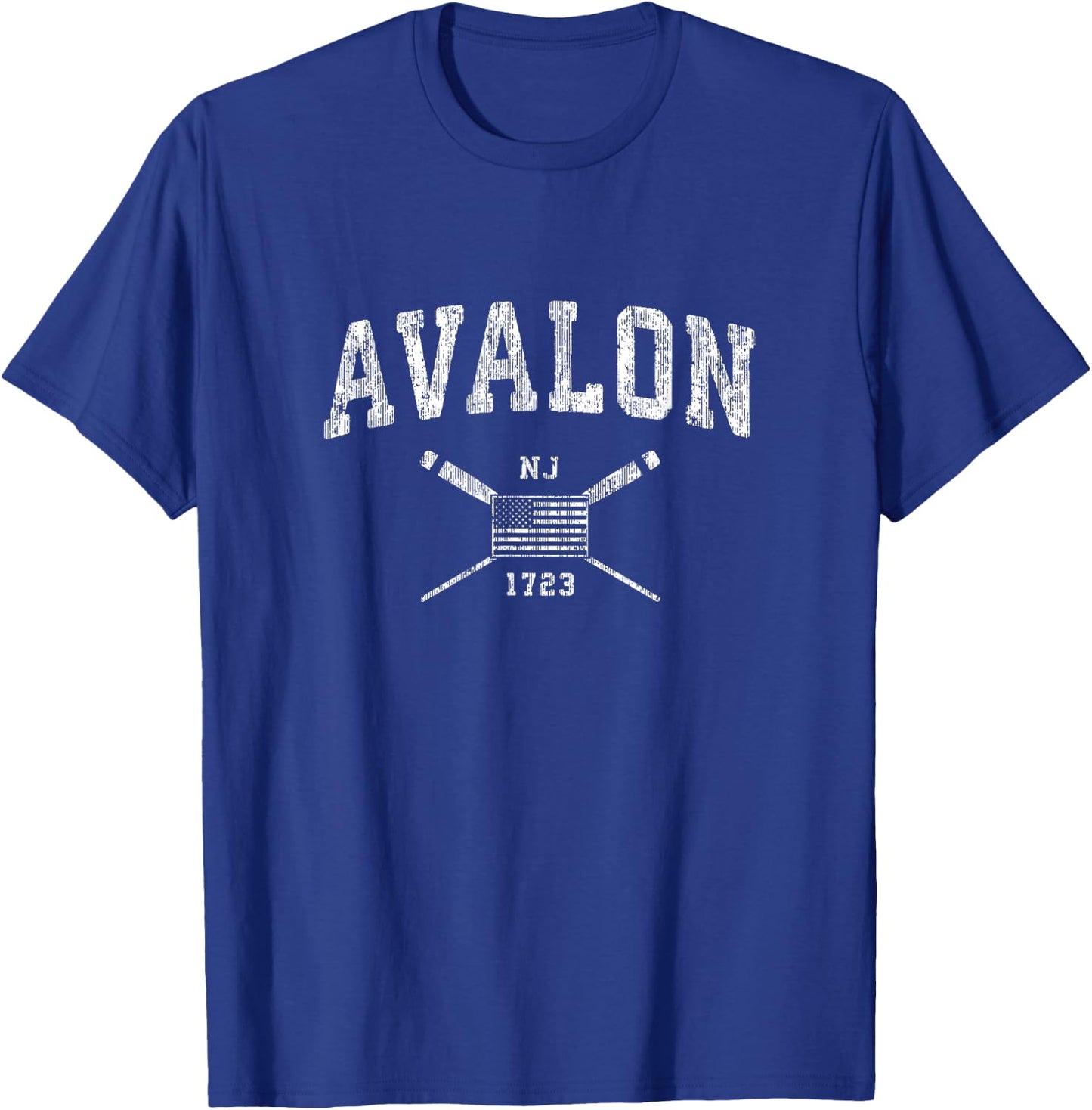 Avalon NJ Nautical Vintage US Flag T-Shirt - T-Shirt | Royal
