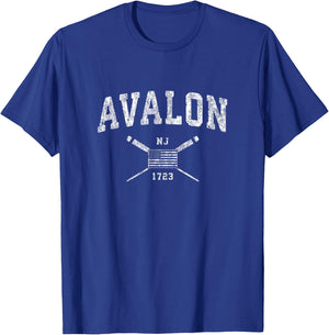Avalon NJ Nautical Vintage US Flag T-Shirt - T-Shirt | Royal