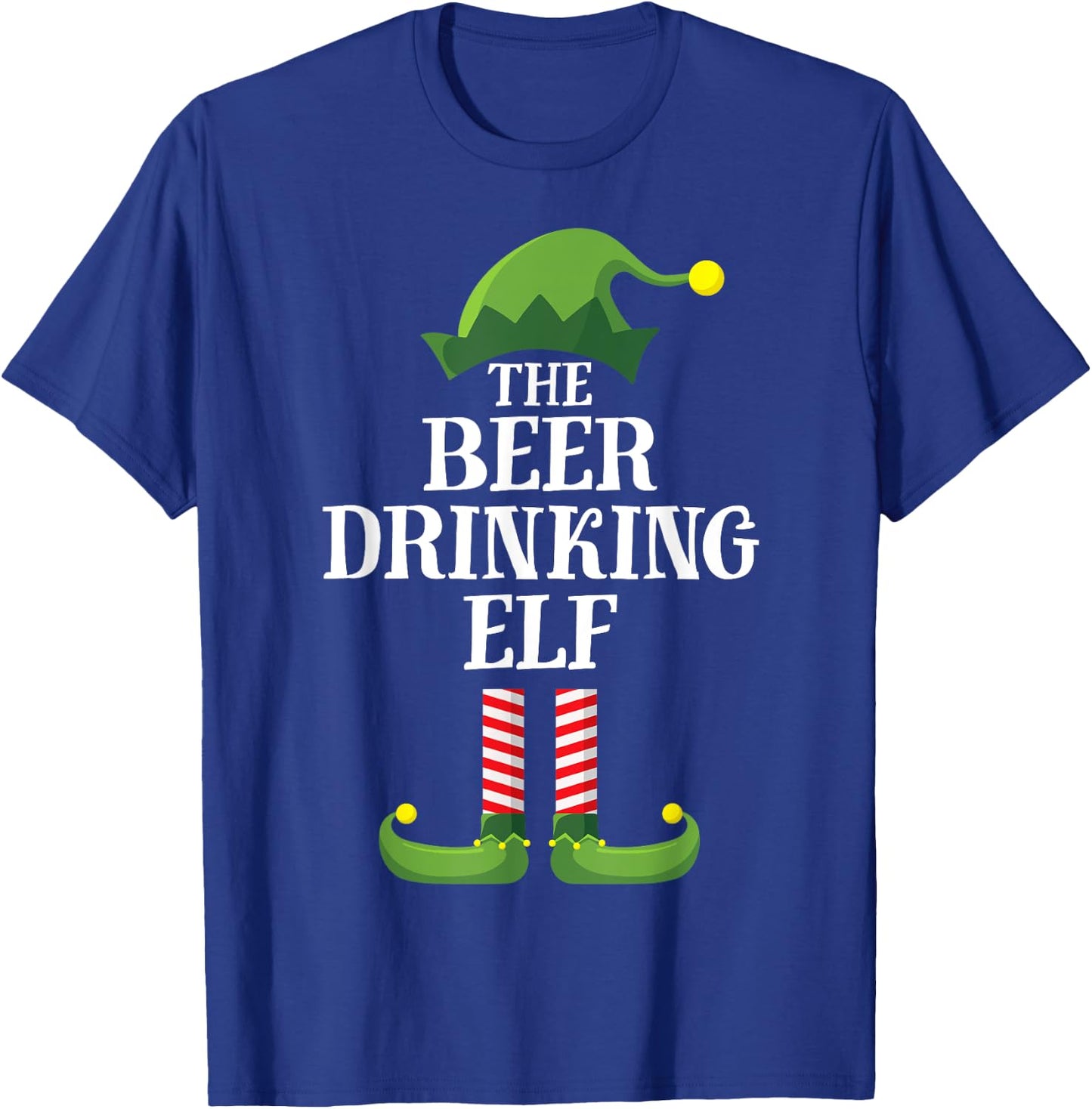 Beer Drinking Elf Matching Family Group Christmas Party PJ T-Shirt - T-Shirt | Royal
