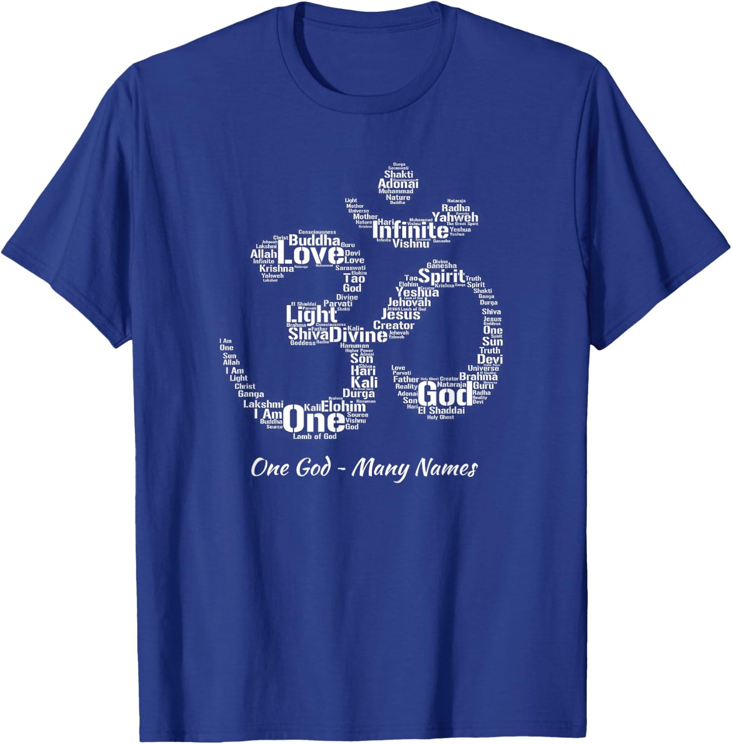 Names of God in Om Symbol Yoga Inspired Aum T-Shirt - T-Shirt | Royal
