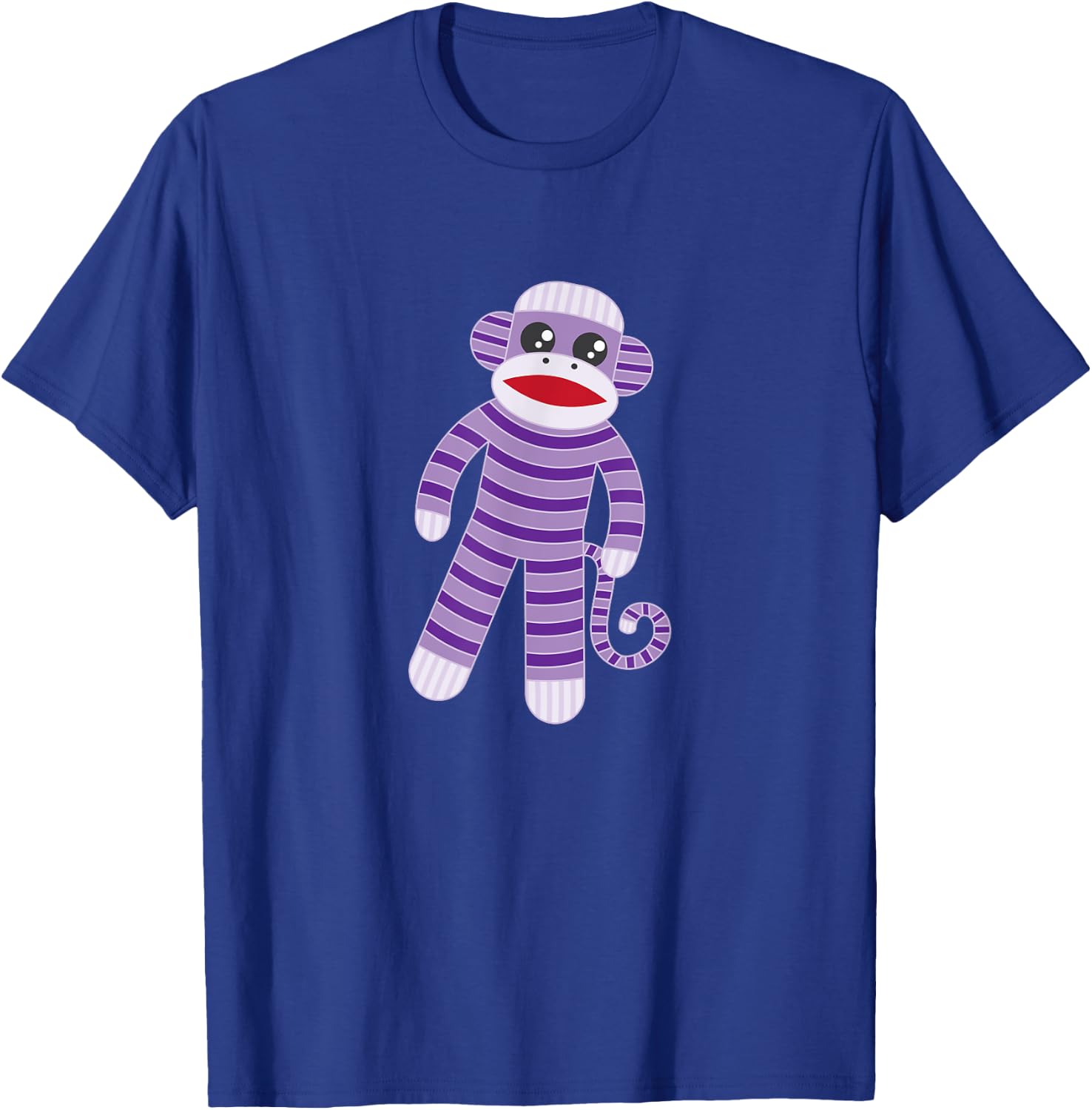 Cute Purple Striped Sock Monkey T-Shirt - T-Shirt | Royal