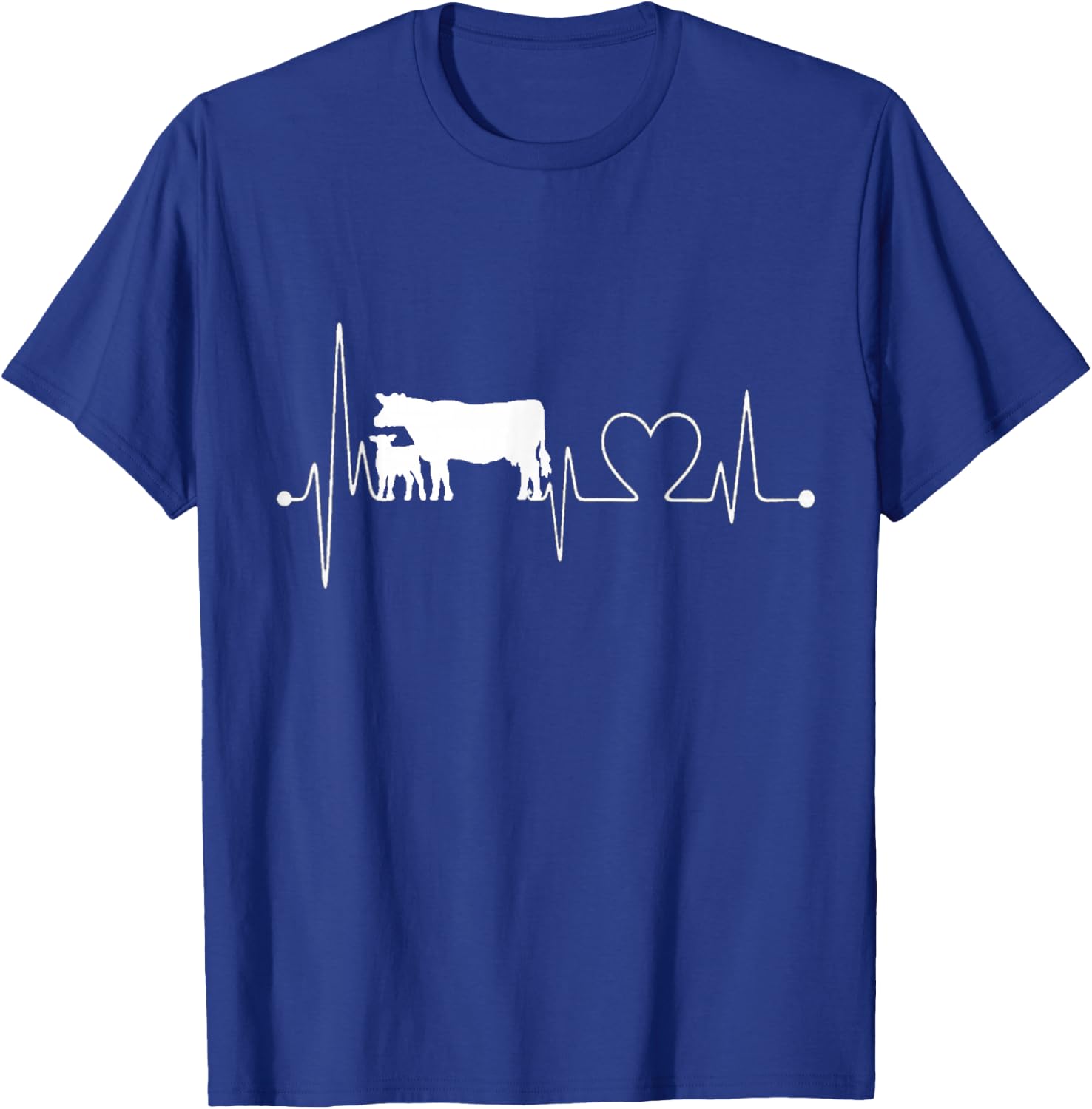 Cow Heartbeat Funny I Love My Cow Valve EKG T-Shirt - T-Shirt | Royal