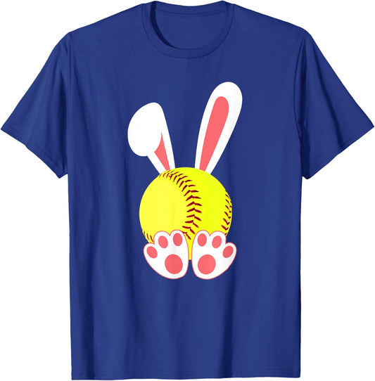 Softball Easter Bunny Funny Girls Softball Player T-Shirt - T-Shirt | Royal