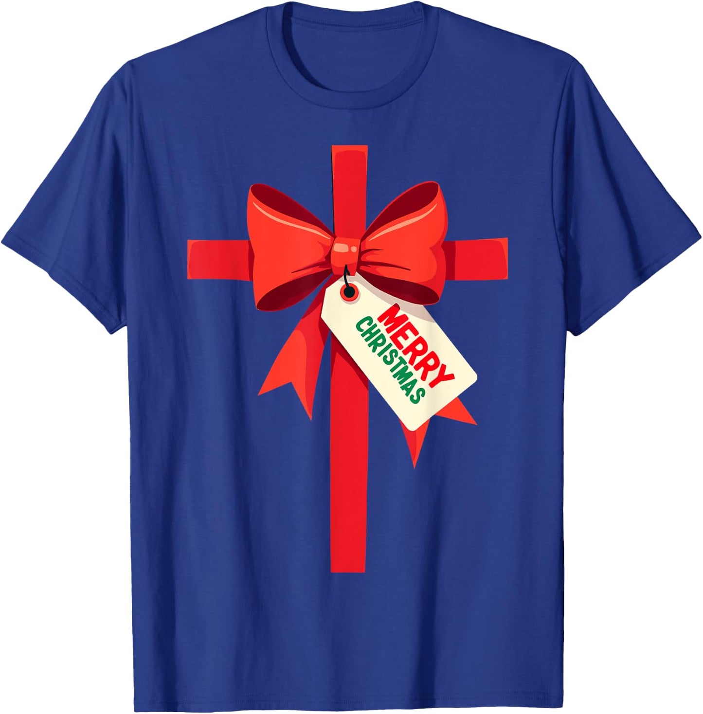 Funny Christmas Bow Xmas Present Costume Merry Christmas T-Shirt - T-Shirt | Royal