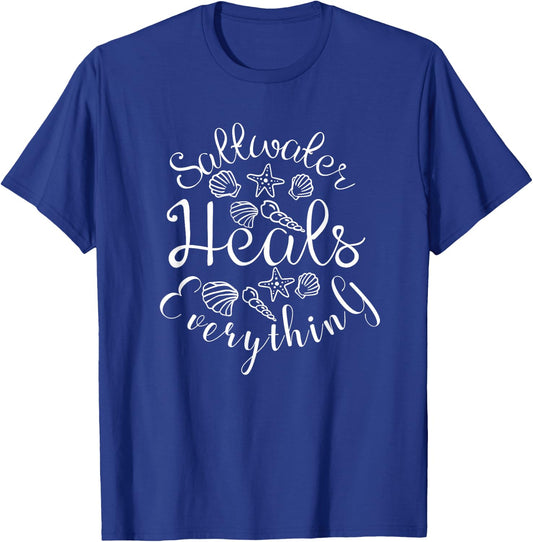 Saltwater Heals Everything SeaShells T-Shirt - T-Shirt | Royal