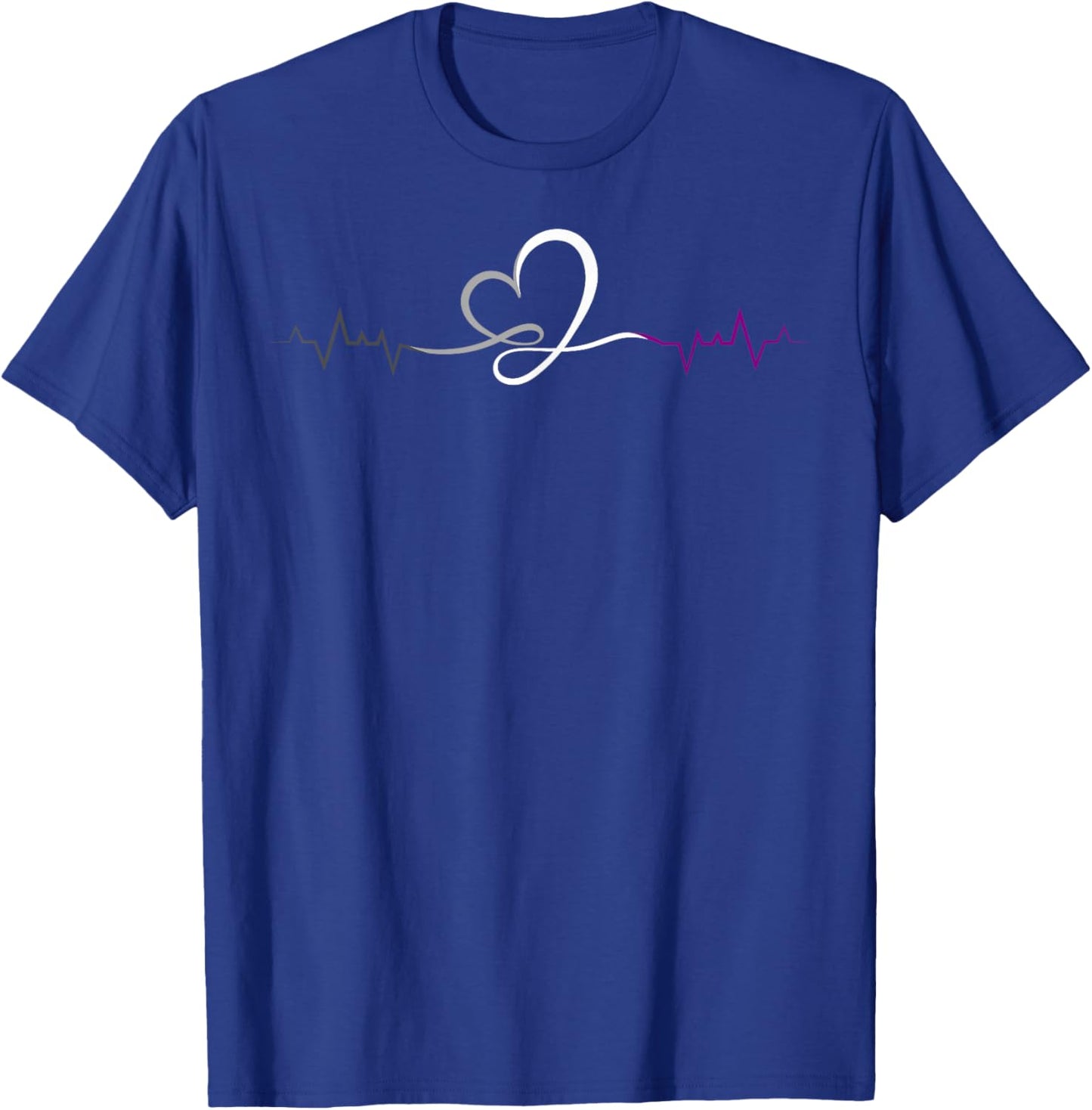 Ace Pride Elegant Heartbeat Line Asexual Colors T-Shirt - T-Shirt | Royal