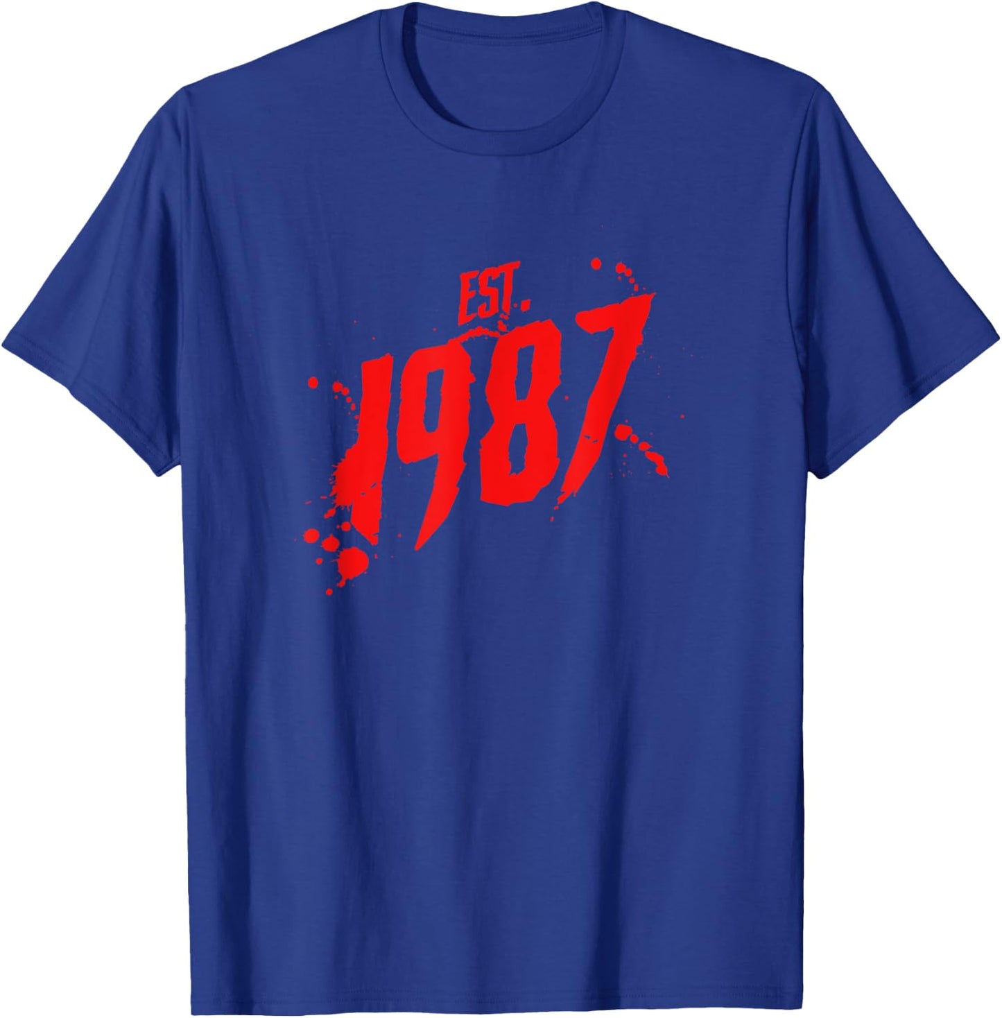 Est. 1987 80's Style Slasher Horror Movie Birth Year T-Shirt - T-Shirt | Royal