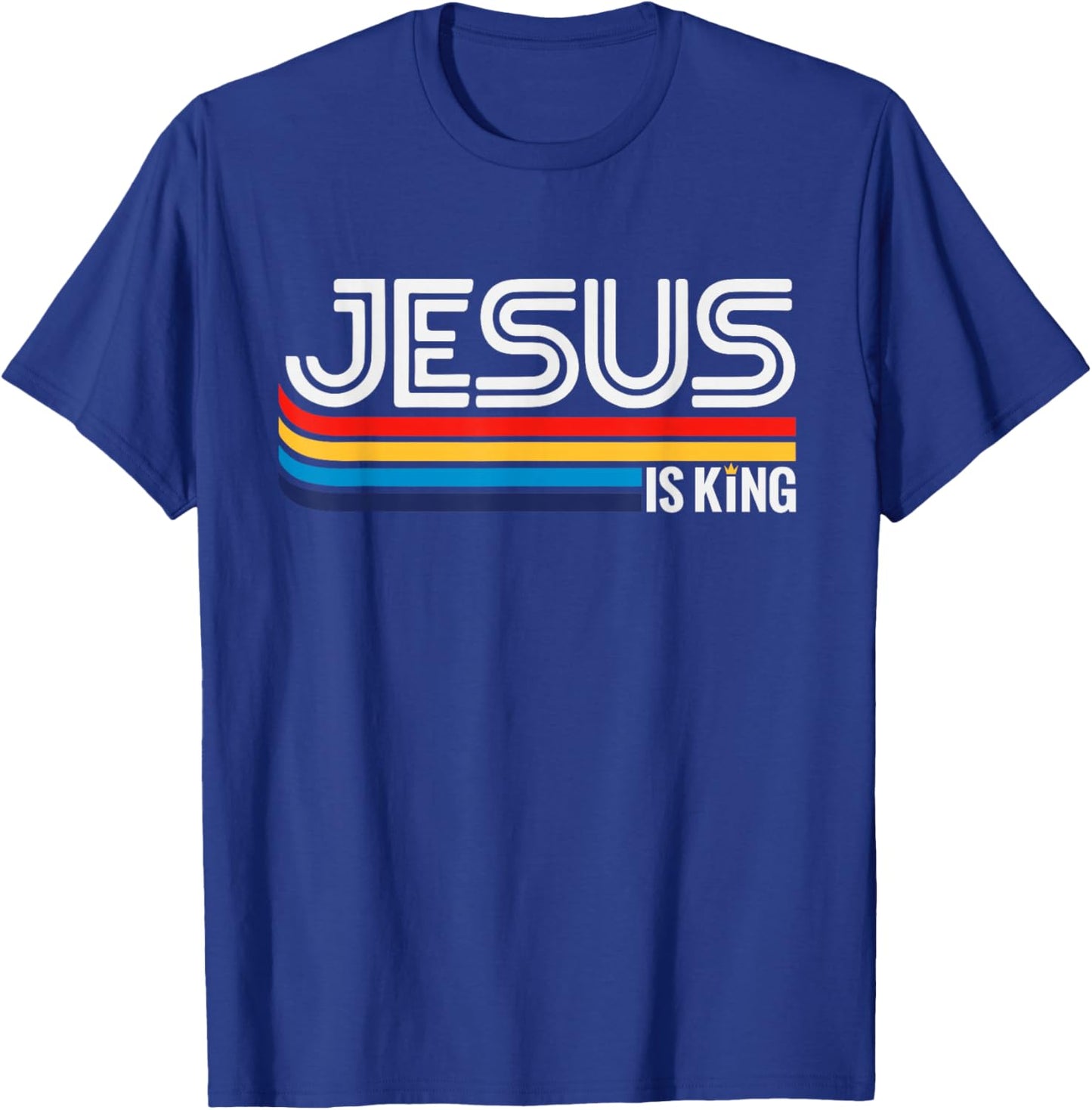 Jesus is King Retro Vintage Christian Shirt T-Shirt - T-Shirt | Royal