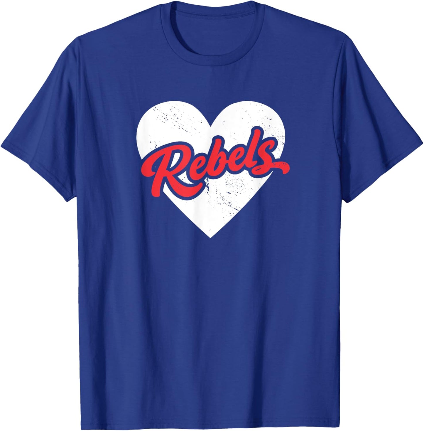 Vintage Rebels High School Go Rebels Pride Heart T-Shirt - T-Shirt | Royal