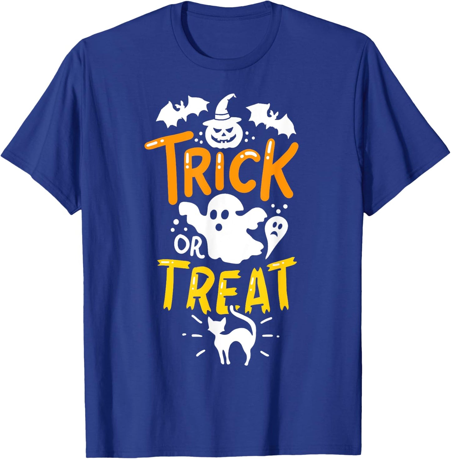 Happy Halloween Shirt Trick Or Treat Party Ghost Bat T-Shirt - T-Shirt | Royal