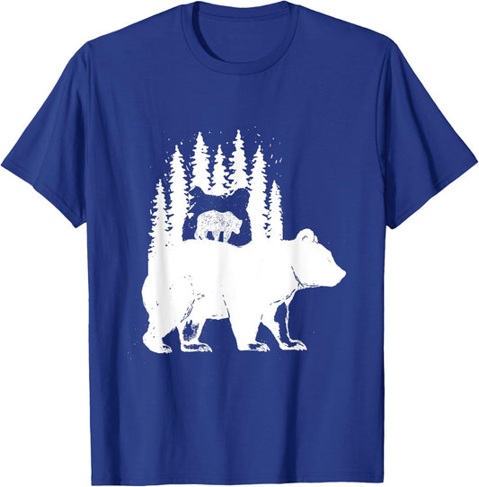 Little Bear Over Bear Unique Silhouette Animal T-Shirt - T-Shirt | Royal