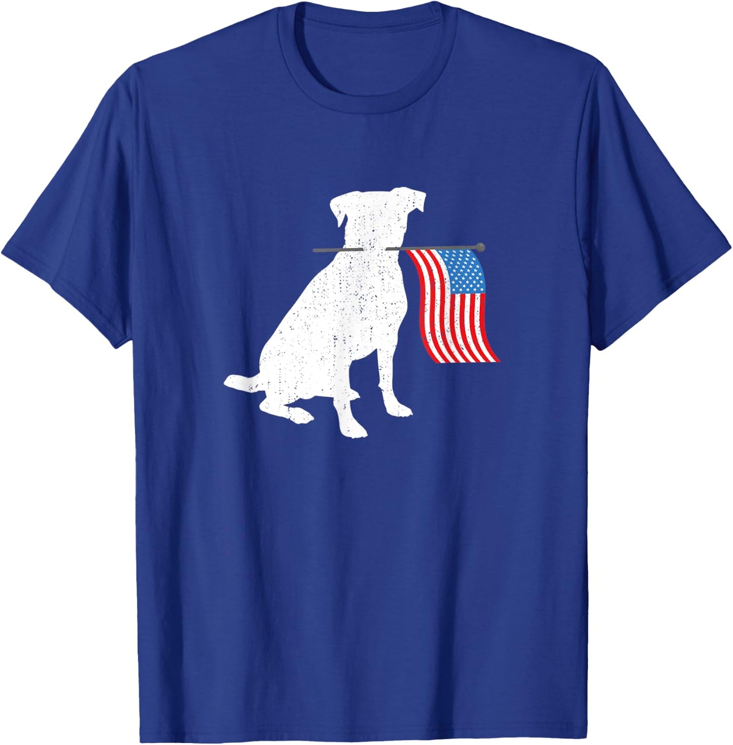 American Labrador Dog Holding July 4th Patriotic USA Flag Women Kids Men T-Shirt - T-Shirt | Royal