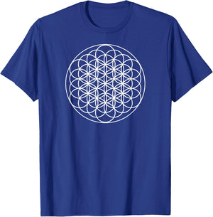 Cool Sacred Geometry Geometric Flower of Life Yoga Trippy T-Shirt - T-Shirt | Royal