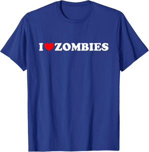I Heart (Love) Zombies - White Text Red Heart Design T-Shirt - T-Shirt | Royal