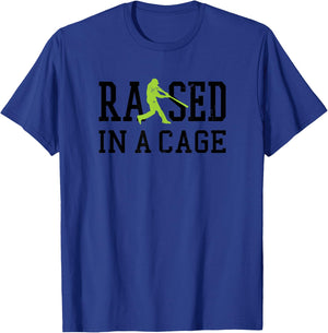 Raised In A Cage Baseball Kids Ball Athlete Ballpark Slugger T-Shirt - T-Shirt | Royal