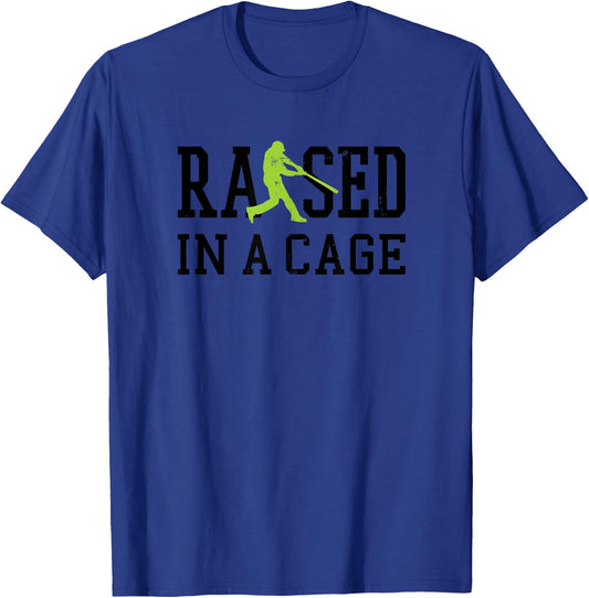 Raised In A Cage Baseball Kids Ball Athlete Ballpark Slugger T-Shirt - T-Shirt | Royal