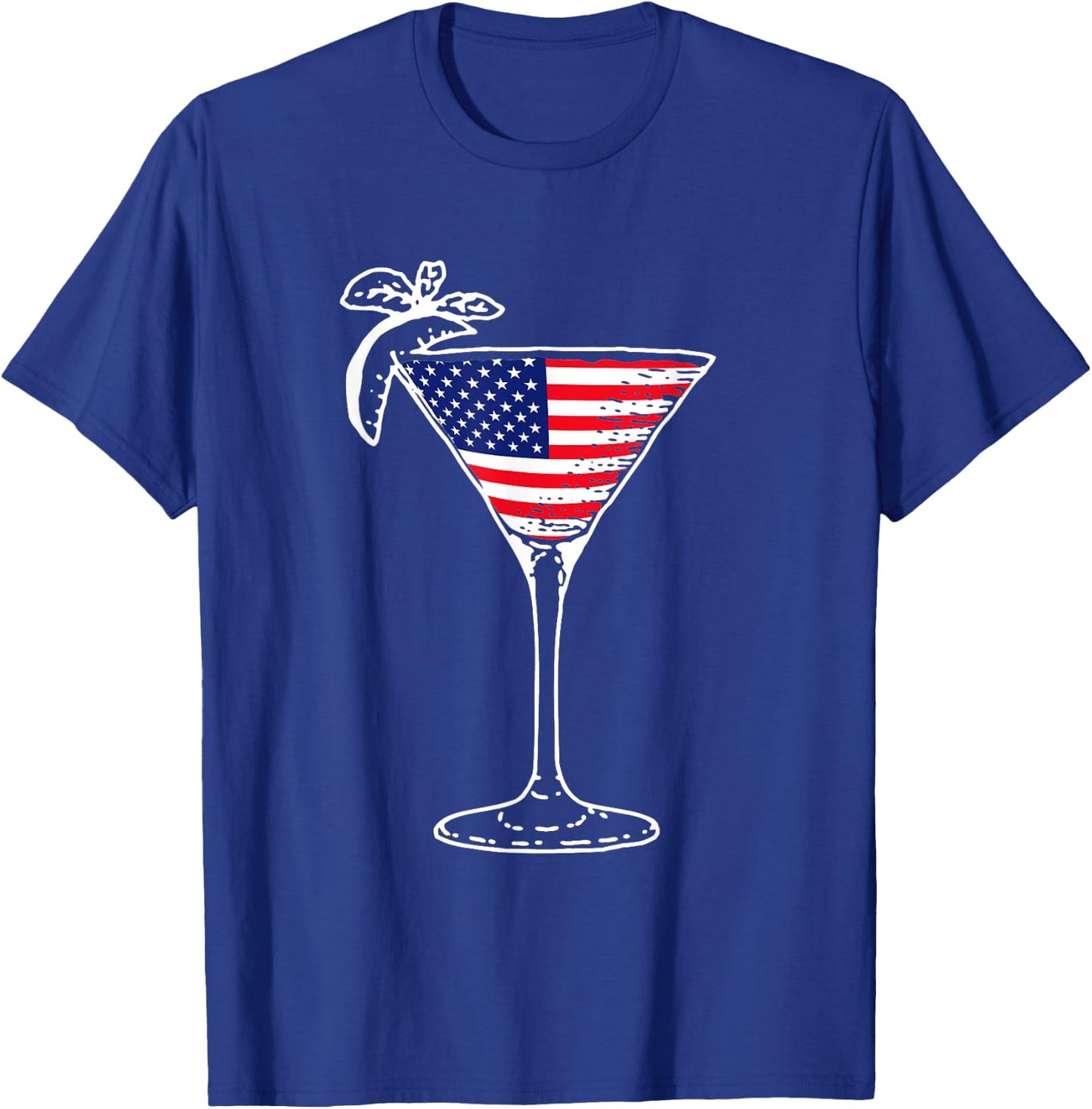 4th of July USA American Flag Martini Cocktail Funny Gift T- Women Men T-Shirt - T-Shirt | Royal
