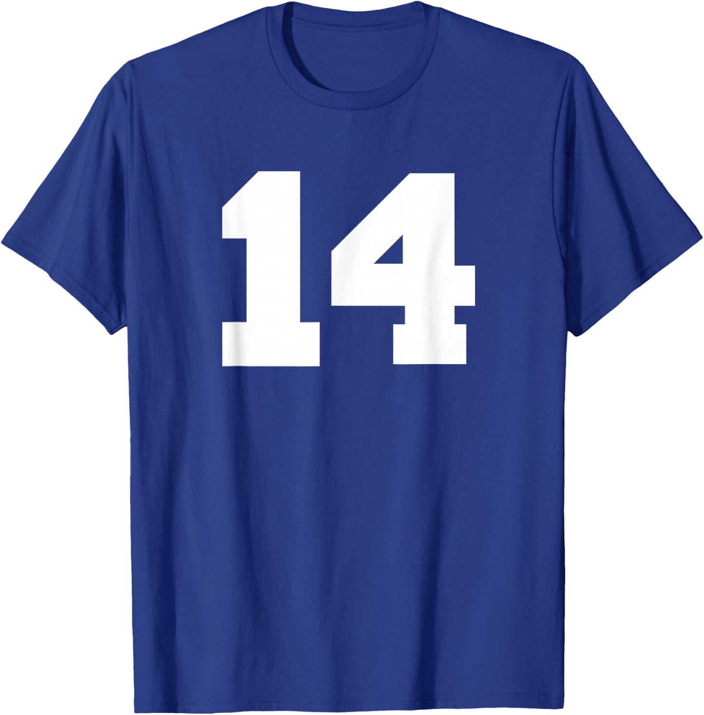 Number 14 Sports Jersey Player #14 Fan FRONT Print Varsity T-Shirt - T-Shirt | Royal