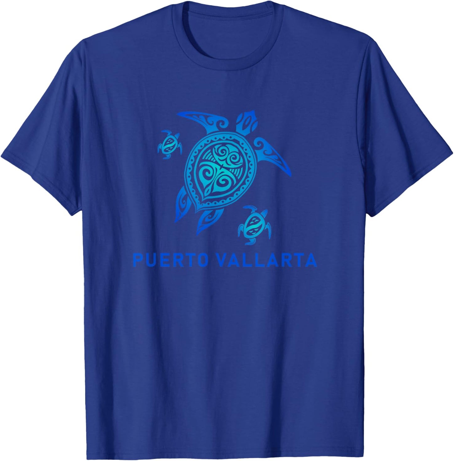 Puerto Vallarta Mexico Sea Blue Tribal Turtle T-Shirt - T-Shirt | Royal