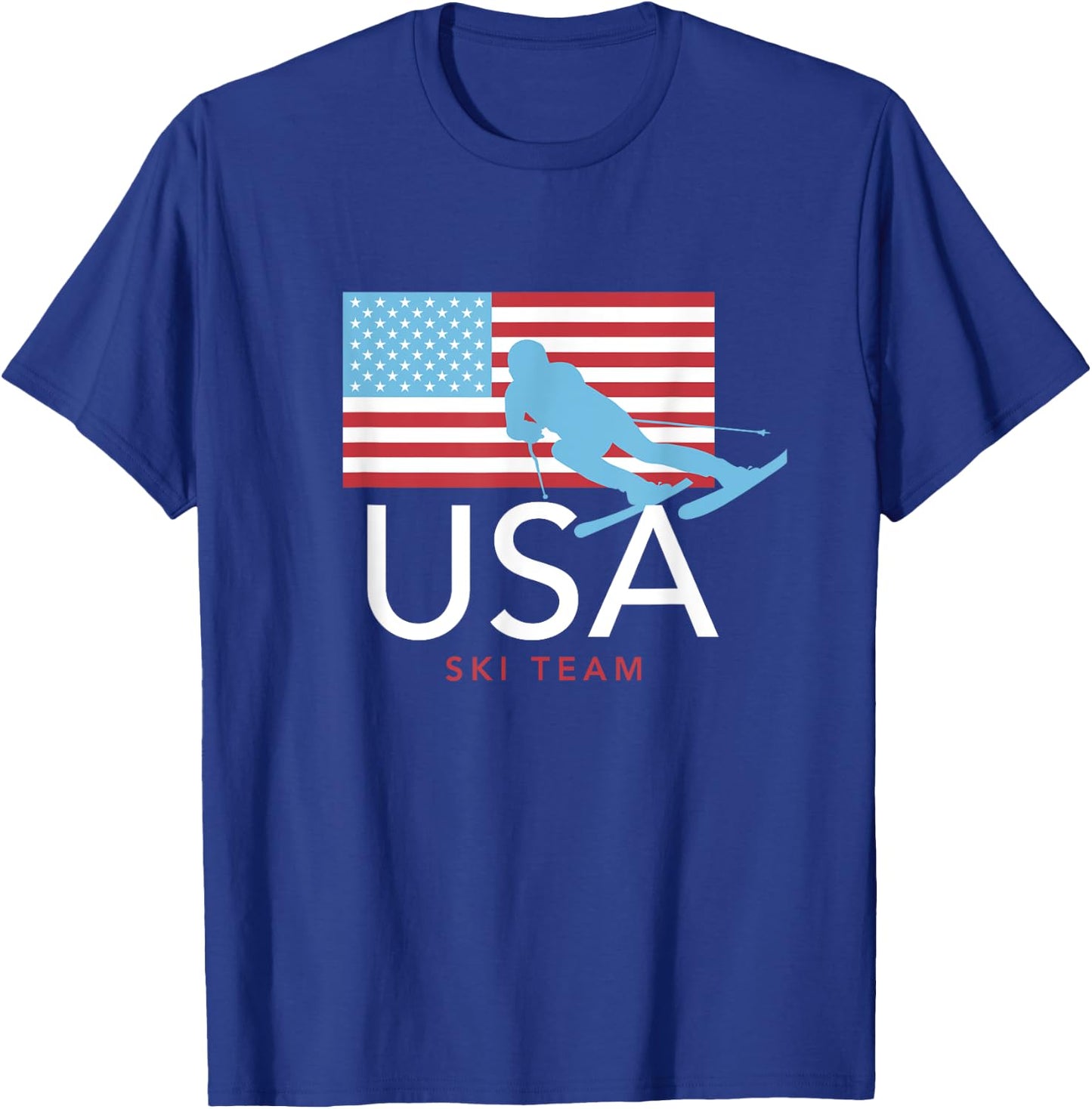 USA Ski Team American Flag : Winter Sports Games T-Shirt - T-Shirt | Royal