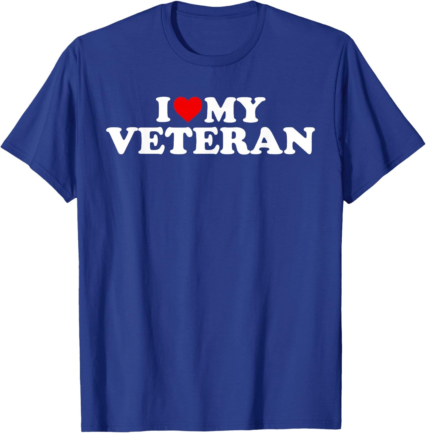 I Love My Veteran Design With Heart T-Shirt - T-Shirt | Royal
