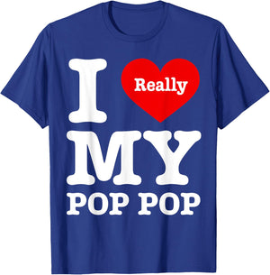 I Love My Pop Pop Funny I Heart My Pop Pop T-Shirt - T-Shirt | Royal
