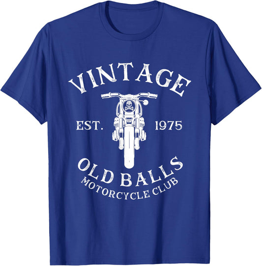 Vintage 45th Birthday Est. 1975 Old Balls Motorcycle Club T-Shirt - T-Shirt | Royal