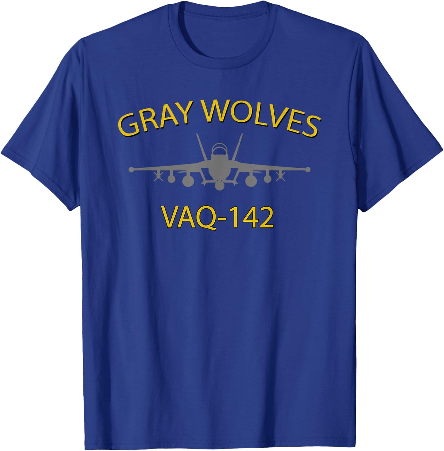 VAQ-142 "Gray Wolves" Squadron EA-18 Growler Jet T-Shirt - T-Shirt | Royal