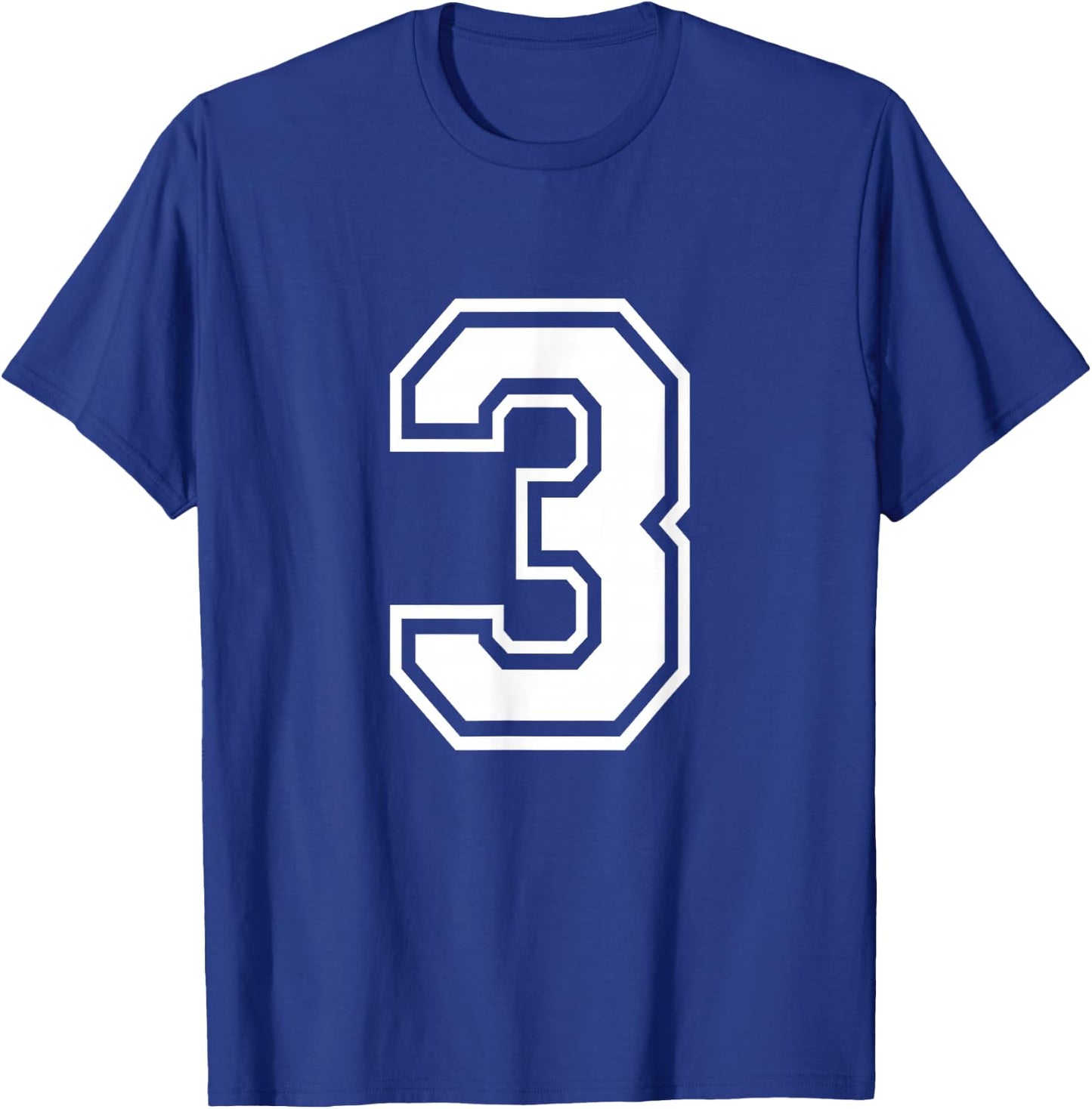Number 3 Birthday Varsity Sports Team Jersey T-Shirt - T-Shirt | Royal