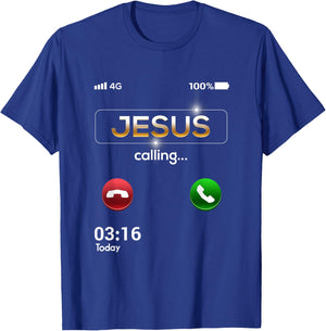 Jesus Is Calling Funny Cell Phone Call Jesus Christian T-Shirt - T-Shirt | Royal