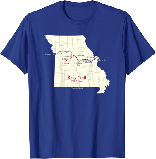 Katy Trail Route Map T-Shirt - T-Shirt | Royal