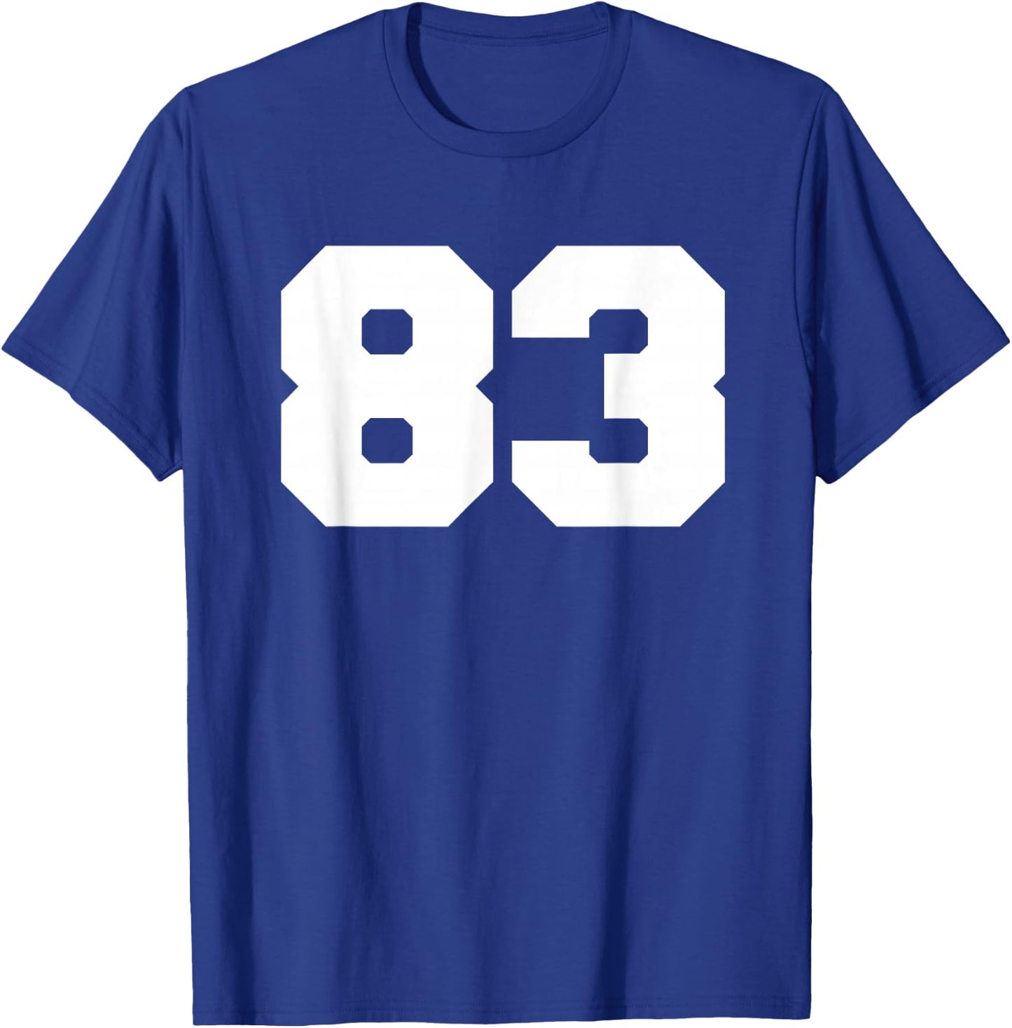 Number 83 Sports Jersey Player #83 Fan FRONT Print Varsity T-Shirt - T-Shirt | Royal