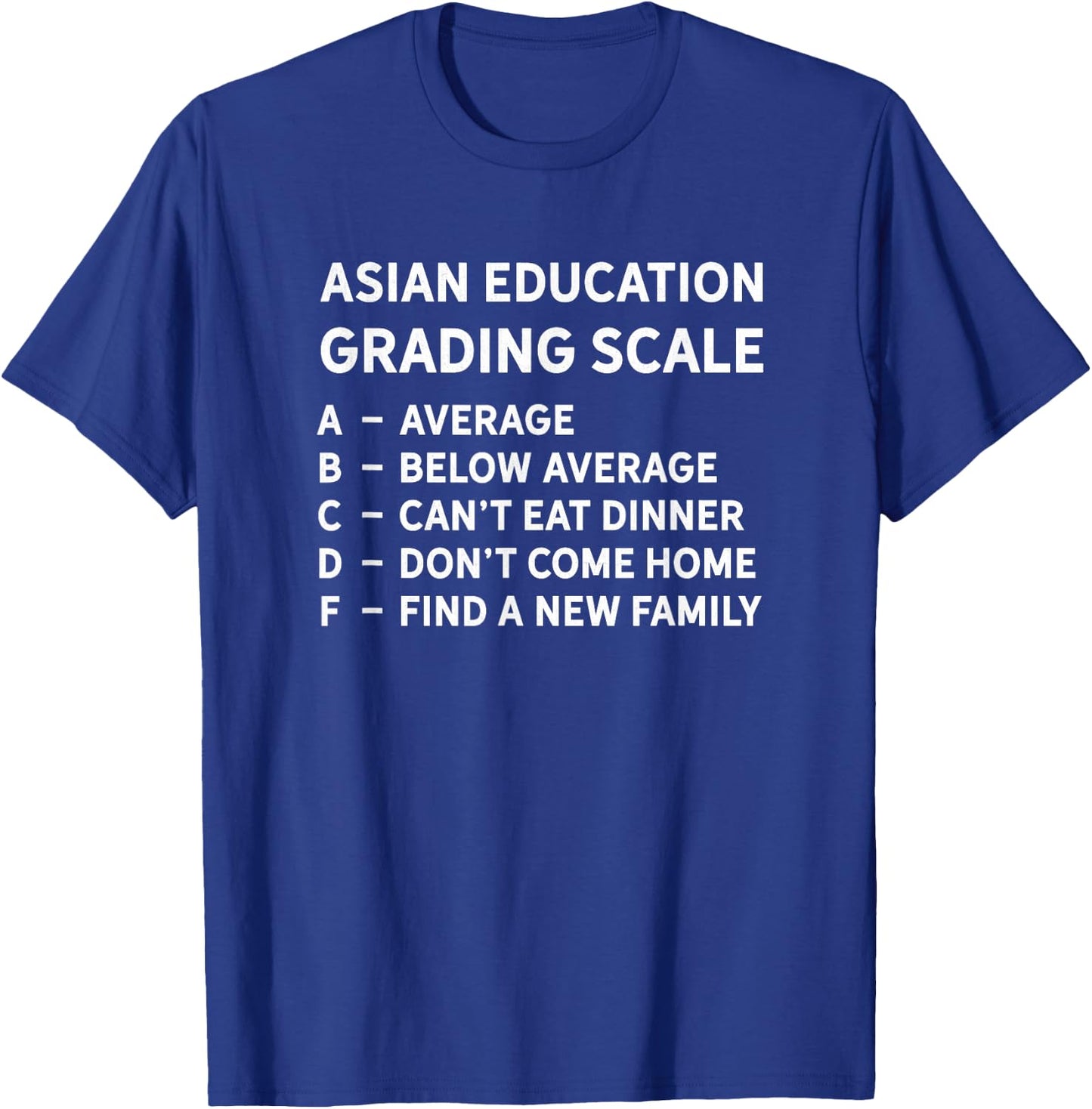 Asian Grading Scale School Student Teacher Humor Quote Men Women Girls Kids T-Shirt - T-Shirt | Royal