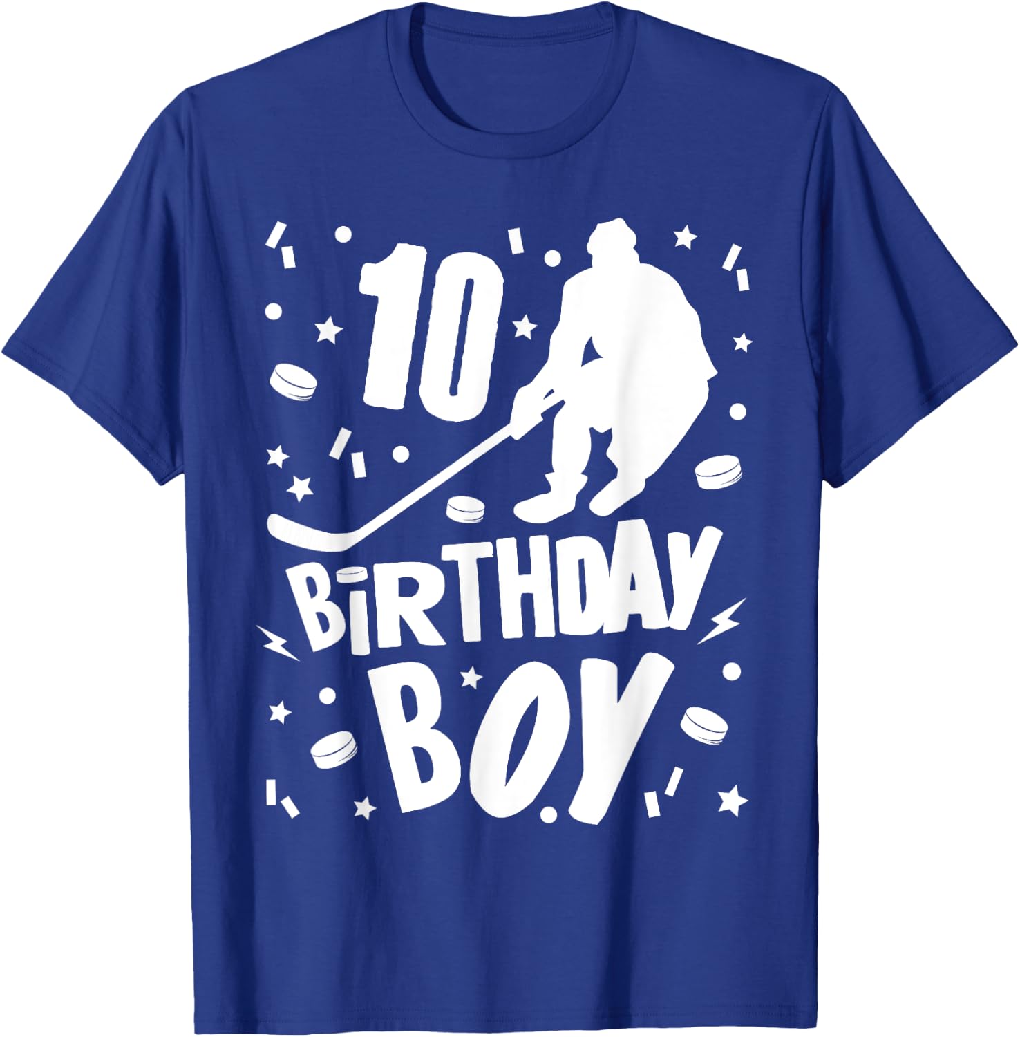 10th Birthday Boy Ice Hockey Kids 10 Years Old Party Gift T-Shirt - T-Shirt | Royal