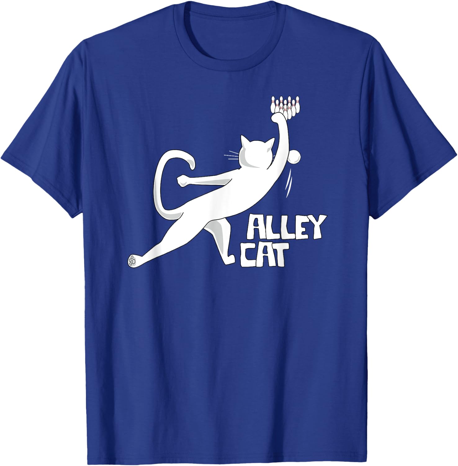 Cute Alley Cat Bowling Design for Cat Pun Loving Bowlers Women Kids T-Shirt - T-Shirt | Royal