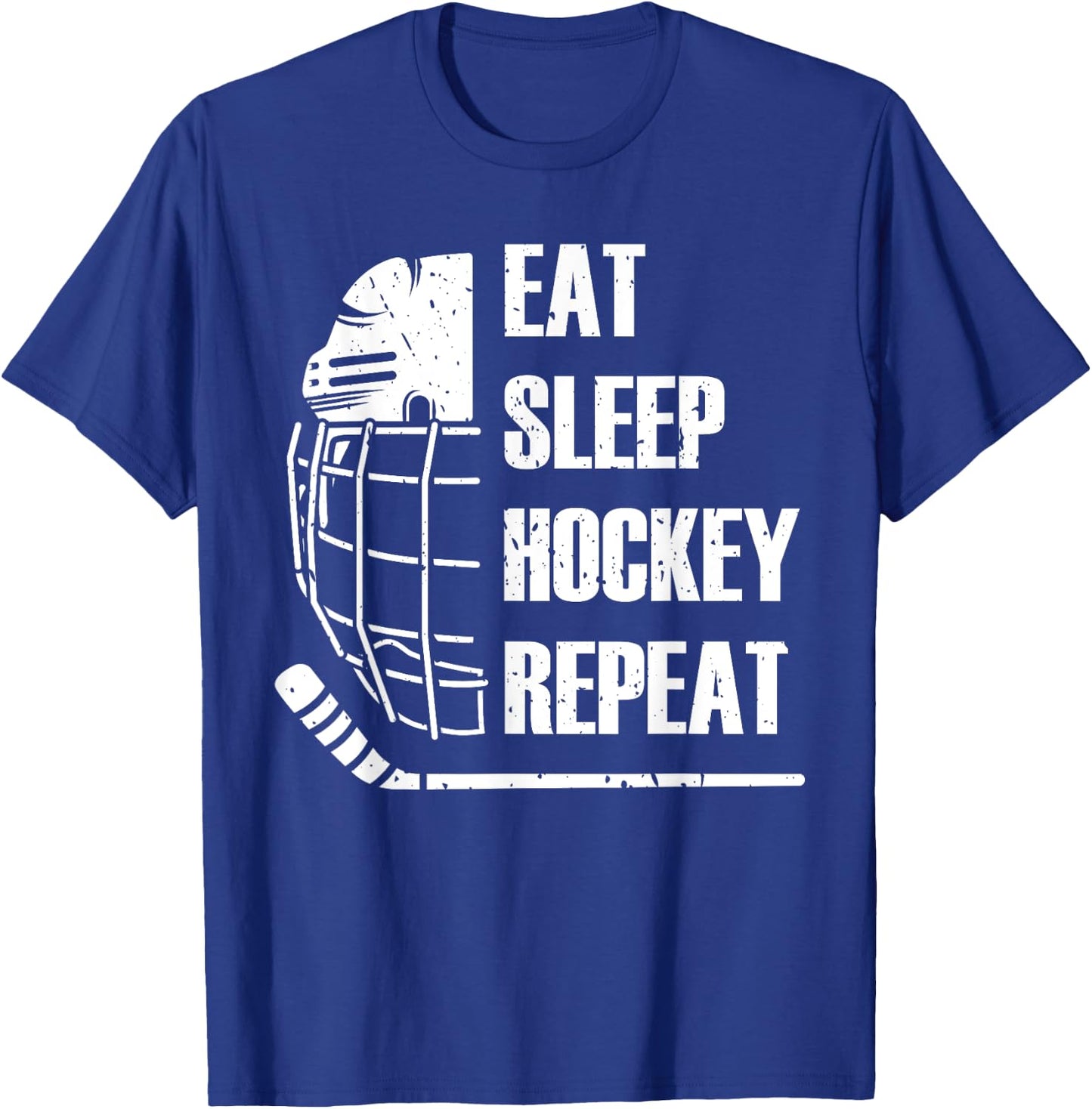 Eat Sleep Hockey Repeat Funny Mask Stick Ice Hokey Player T-Shirt - T-Shirt | Royal