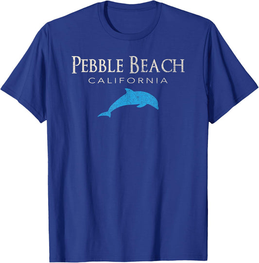 Vintage Pebble Beach CA Dolphin T Shirt T-Shirt - T-Shirt | Royal