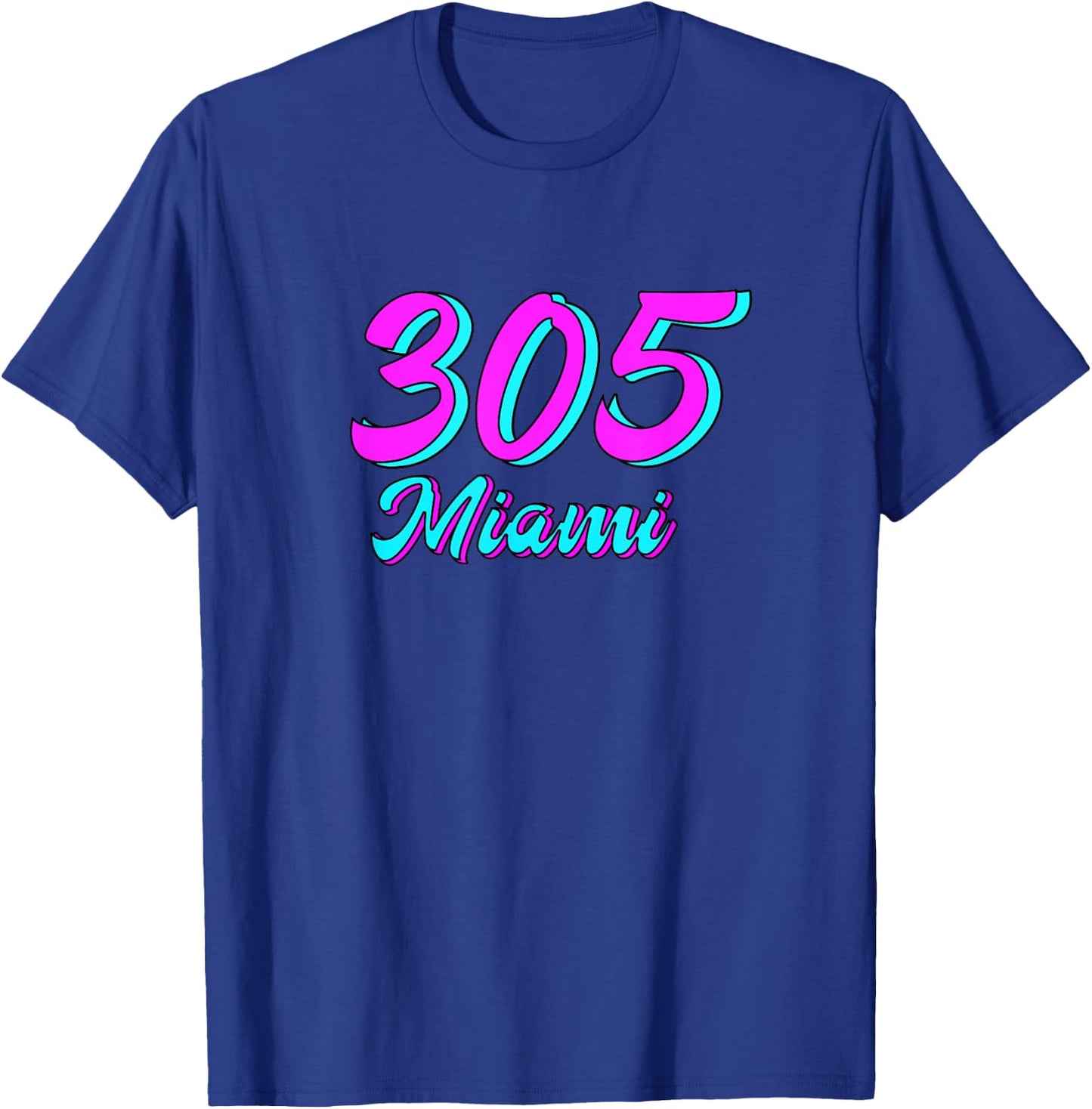 305 Miami Dade County South Beach Pink & Blue Deco Retro Men Women Girls Kids T-Shirt - T-Shirt | Royal