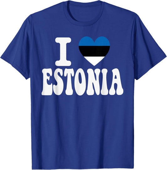 I Love Estonia Heart Flag Retro Travel Souvenir T-Shirt - T-Shirt | Royal