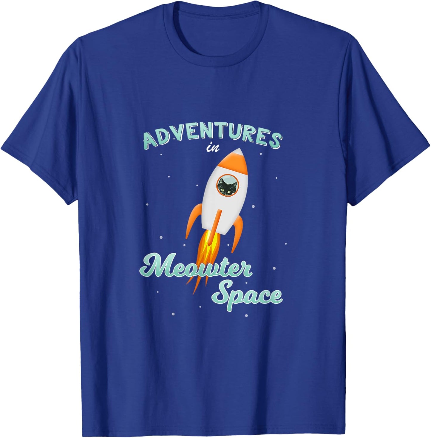 Cat Space Shirt Rocket Ship Outer Space Adventure T-Shirt - T-Shirt | Royal
